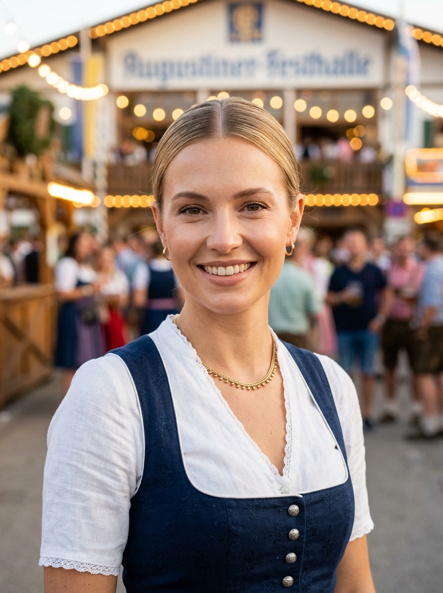 Sleek Low Bun mit Mittelscheitel als Oktoberfest Frisuren Inspiration 2026